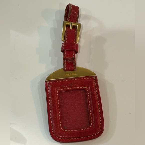 Prada Red Leather luggage Tag - Picture 3 of 4